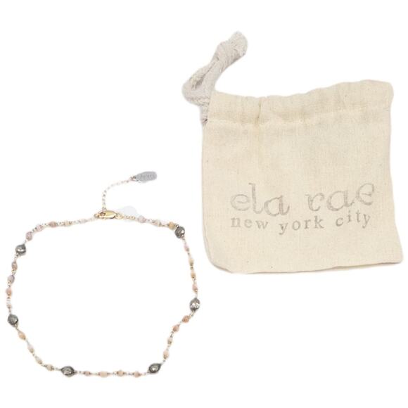 ela ray Diana Satellite Choker Necklace Pink Opal Pyrite 12" - Picture 3 of 5